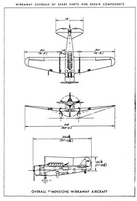 Overall dimensions of CAC Wirraway Mk 1 aircraft