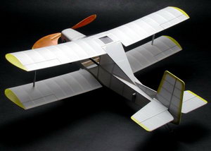 Jiro Sugimoto's peanut scale model of the Amethyst Falcon, from a plan designed by Derek Buckmaster